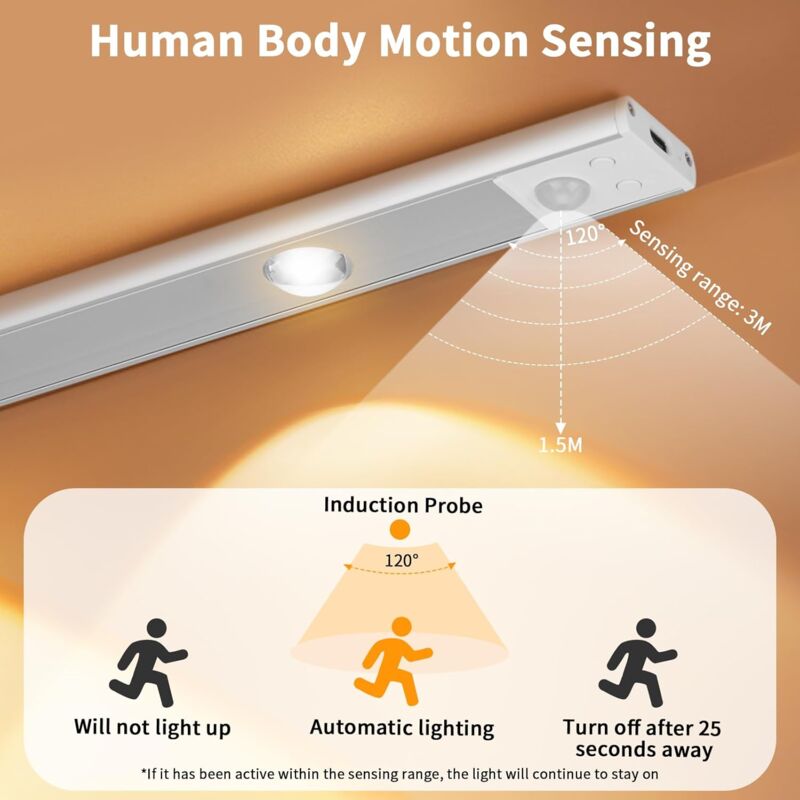 Pièces LED Sous Meuble Lumineux, Bande LED Rechargeable 30 Cm éclairage