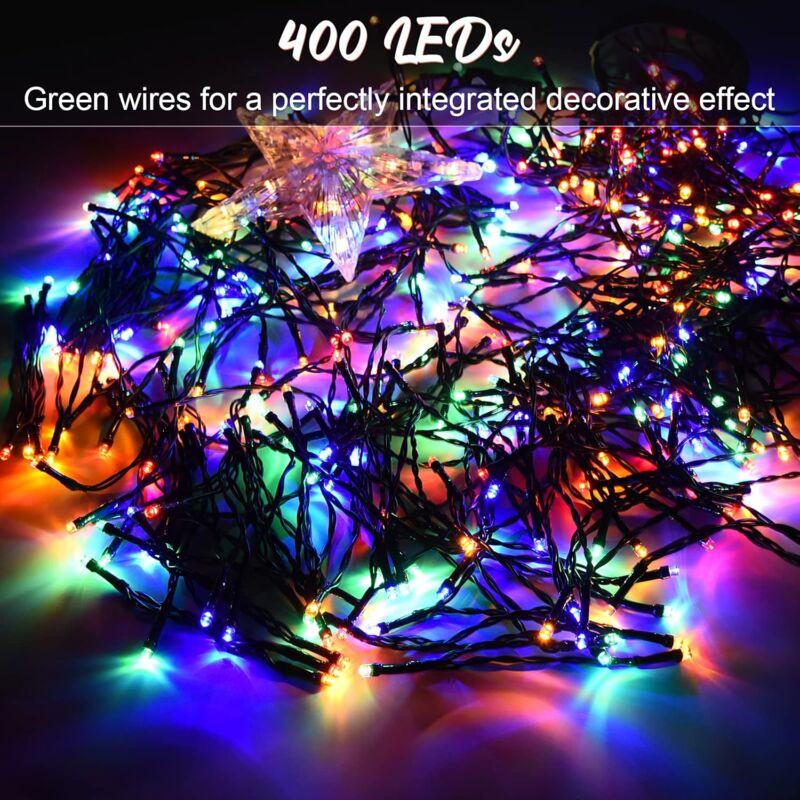 Guirlande Lumineuse Sapin De Noël 400 LED - 2m Avec 16 Branches, 8 Modes, IP44 Étanche - Pour Sapin 150-240cm, Blanc Chaud - 7