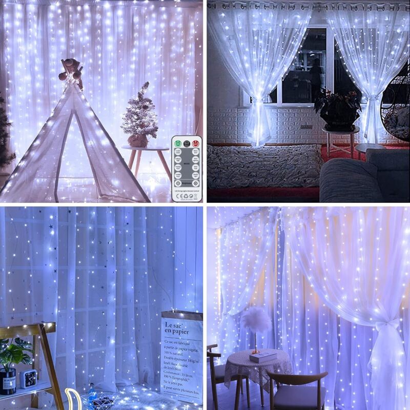 Cozymeow Rideau Lumineux 3m x 3m 300 LED Guirlande Lumineuse Rideau avec 8 Modes & Minuterie, Guirlande Lumineuse Étanche pour Décoration Mariage, Chambre, Jardin, Fenêtre, Gazébo, Intérieur/Extérieur Cozymeow Rideau Lumineux 3m x 3m 300 LED Guirlande Lumineuse Rideau avec 8 Modes & Minuterie, Guirlande Lumineuse Étanche pour Décoration Mariage, Chambre, Jardin, Fenêtre, Gazébo, Intérieur/Extérieur