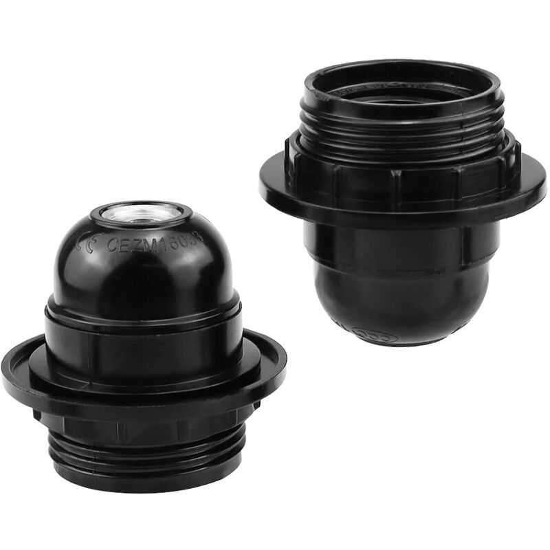 Lot De 4 Douilles E27 Vintage Noires - Style Rétro, Filetage Extérieur, Pour Ampoules Edison - 7