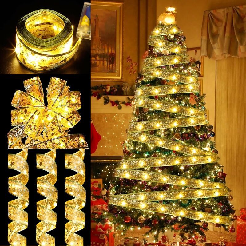 Guirlande lumineuse de Noël,Guirlandes Lumineuses à Ruban Brillant Lumières  de Noël à LED de 5m