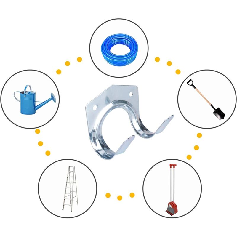 Crochets de Rangement en Métal, Porte-Outils en tôle d'acier, Support Mural pour Outils de Jardin Muraux Doubles en U en Acier (Lot de 10) | Leroy Merlin