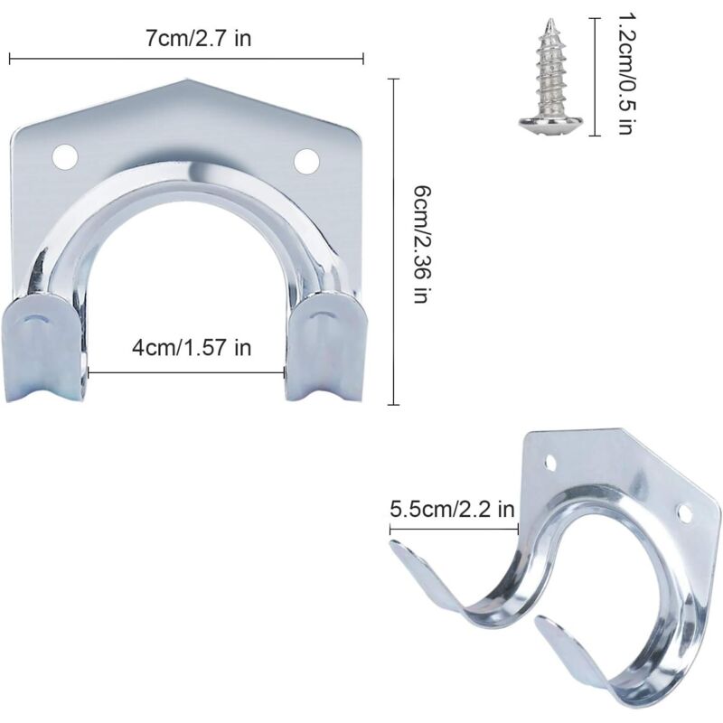 Lot De 2 Supports Muraux Arc - Crochets Sans Rayures Jusqu'à 9kg Pour Arcs Et Équipements Sport