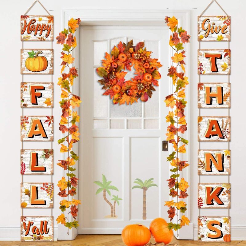 Guirlande Feuilles D'érable Artificielle Automne – 2x178cm, Décor Thanksgiving Halloween Noël | Décoration Cheminée, Table, Porte, Intérieur/extérieur