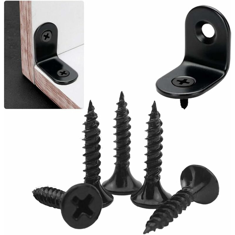 Lot De 4 équerres D'étagère En Métal Noir 14 Cm X 11 Cm - Support D