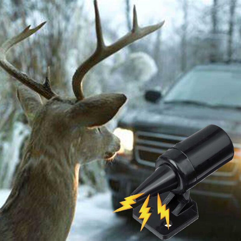Avertisseur Animaux Voiture 6 Sifflets Ultrasons Anti-Collision Animaux - Pour Voiture, Moto, Camion, Noir, Activation à 35mph Sifflet Anti Gibier