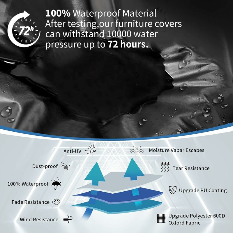 Housse Salon De Jardin 220x110x100cm/LxWxH Imperméable Oxford 420D