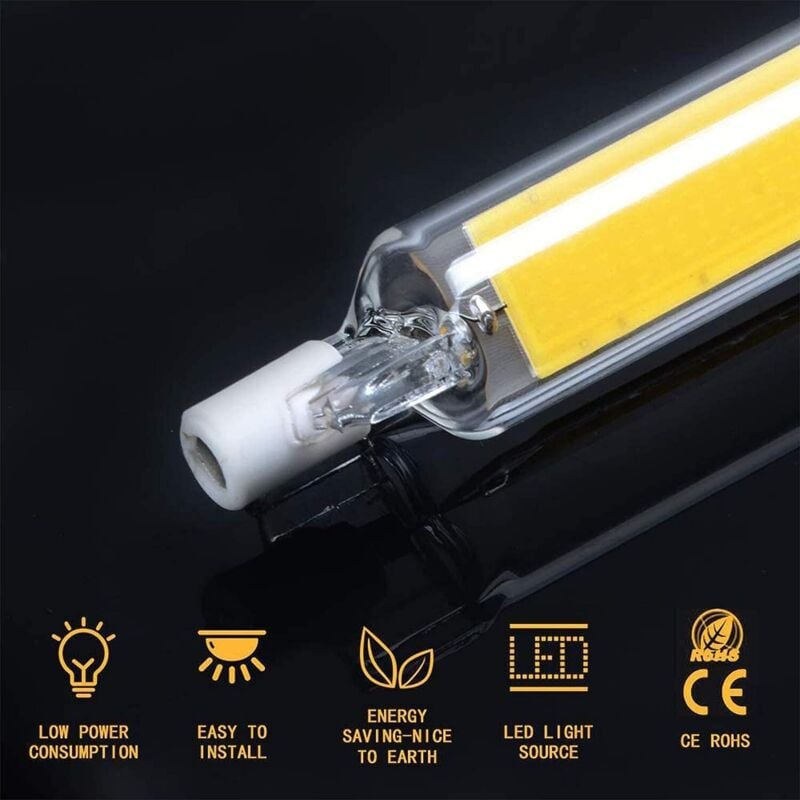 Lot de 2 ampoules LED R7S 10 W 78 mm à intensité variable blanc froid 6000-6500 K 100 W halogène J78 de remplacement, tube de base R7S à double extrémité, angle de faisceau 360, économie d'énergie. 4