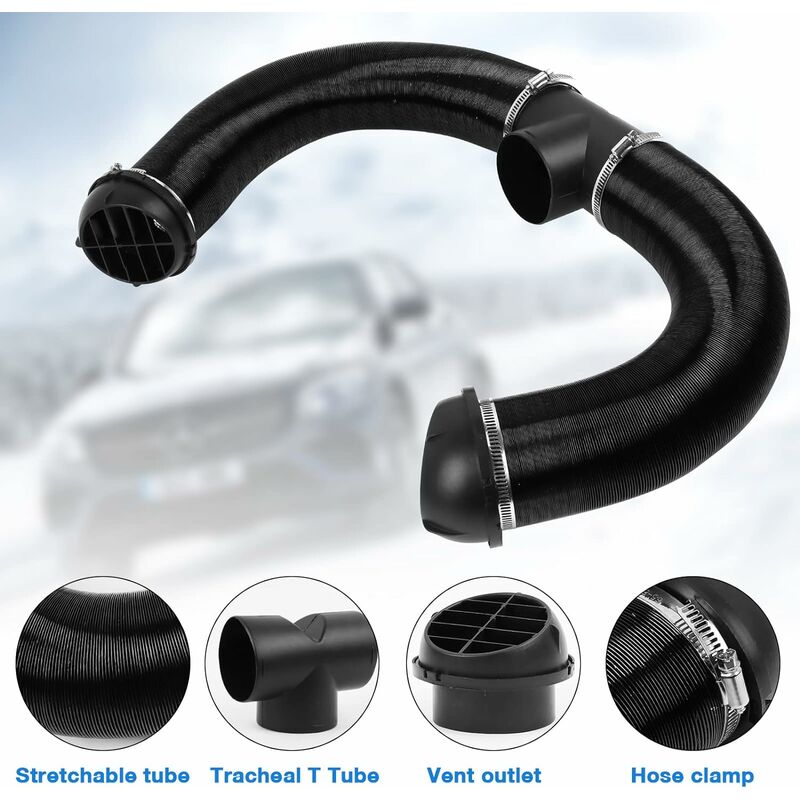 Kit Conduits Chauffage Stationnement Diesel 75 Mm - Tuyau Alu, T En T, Sorties Air, Colliers, Compatible Webasto Eberspacher 2-8kW