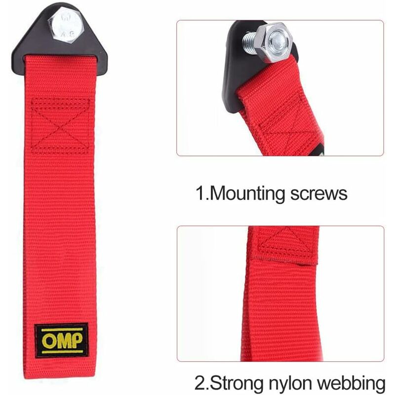 ZITUZY Lot De 2 Cordes De Remorquage Universelles Haute Résistance - Nylon Robuste Pour Pare-chocs Avant Et Arrière, Idéal Pour Voiture De Course