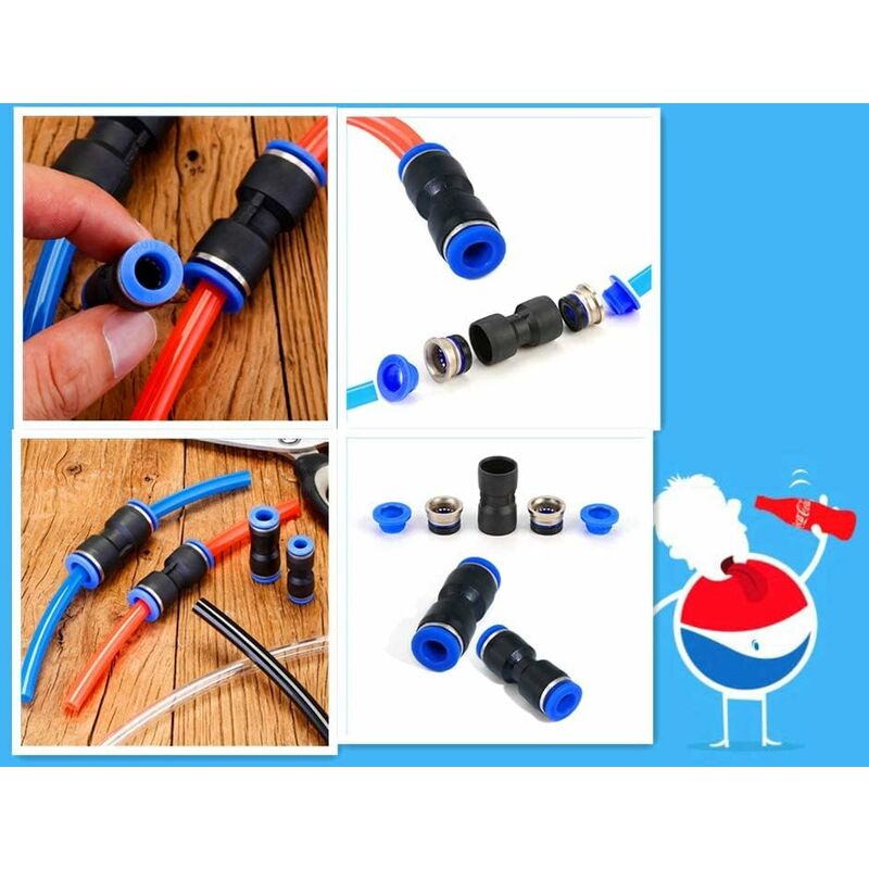 Lot De 40 Raccords Pneumatiques Push-In 4 Mm – Connecteurs Rapides PE Pour Air Et Eau, Noir