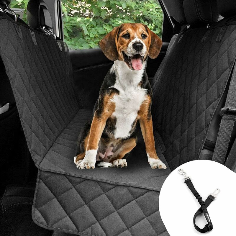 Housse de protection pour siège de voiture pour chien pour coffre de  voiture et siège arrière, hamac de voyage de sécurité avec ceinture de  sécurité, revêtement imperméable léger (noir)
