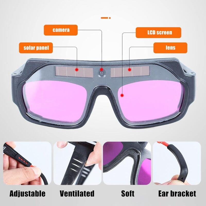 Masque de soudure,Casque de soudage à l'argon, obscurcissement automatique, lunettes de