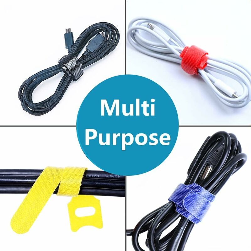 Lot De 50 Attaches Câbles Auto-agrippantes 20cm X 20mm - Jaune/noir - Avec œillet Métallique