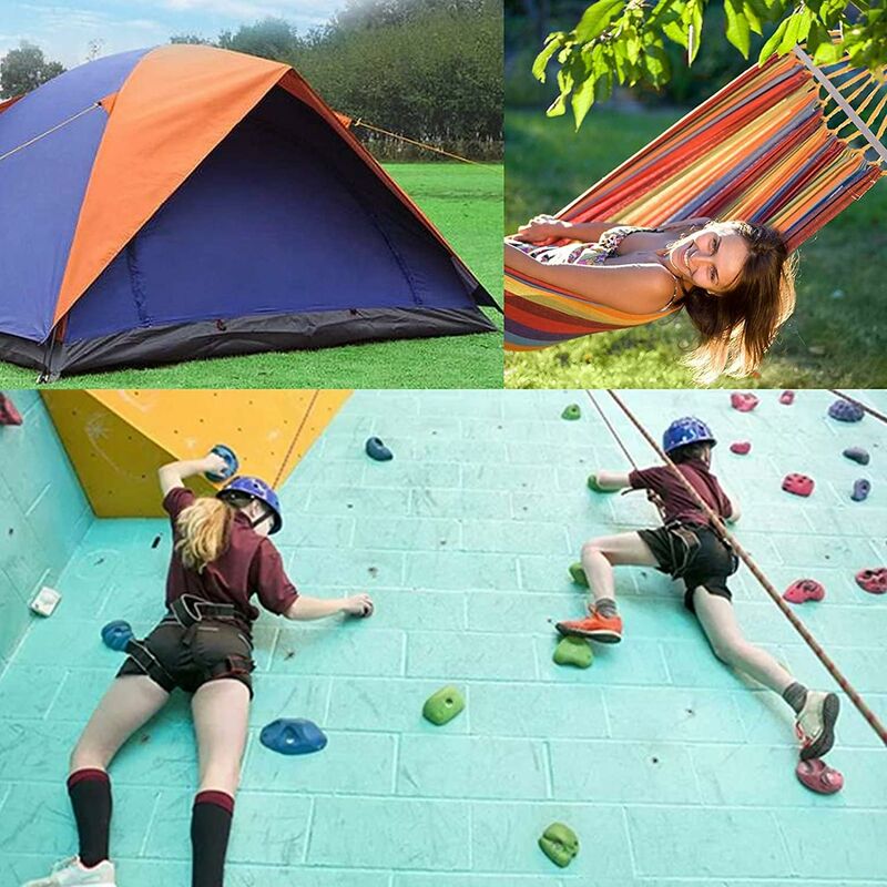 Mecctuck Corde D'Escalade/Sécurité 10 M Ø8 Mm – Nylon Résistant 400 Kg Avec 2 Mousquetons Inox – Rouge
