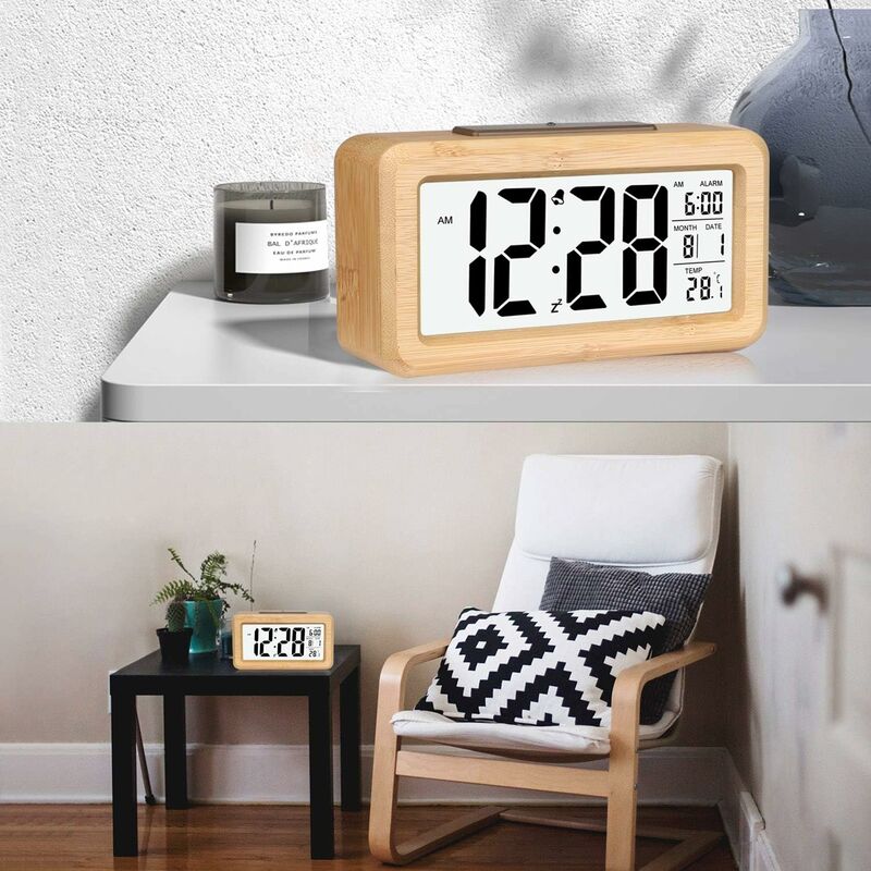 Réveil Lemur NEWGATE® En Bambou | Design Rétro Rectangulaire | Parfait Pour Chevet, Bureau Ou Salon | Mouvement Quartz Silencieux - 7