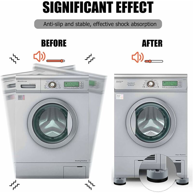 Support anti-chocs et anti-bruit pour machine à laver, sèche-linge et anti-vibrations,  coussinets antidérapants et antibruit : : Maison
