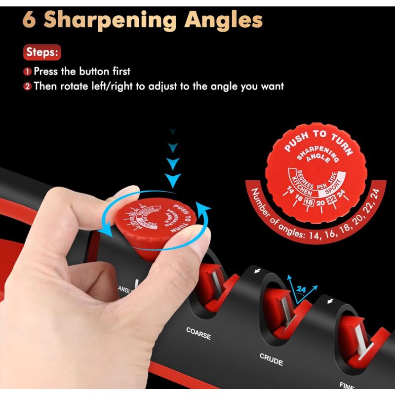 Aiguiseur De Couteaux Professionnel 4 En 1 - Affûteur Ciseaux Angle Réglable Aluminium Rouge