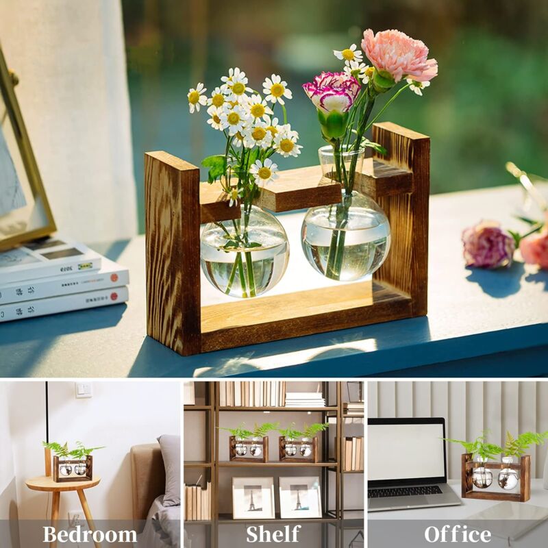 Terrarium En Verre Biseauté - Pot De Fleurs, Jardinière Décorative Pour Plantes Grasses, Succulentes - Taille 12, 16 Ou 20 Cm