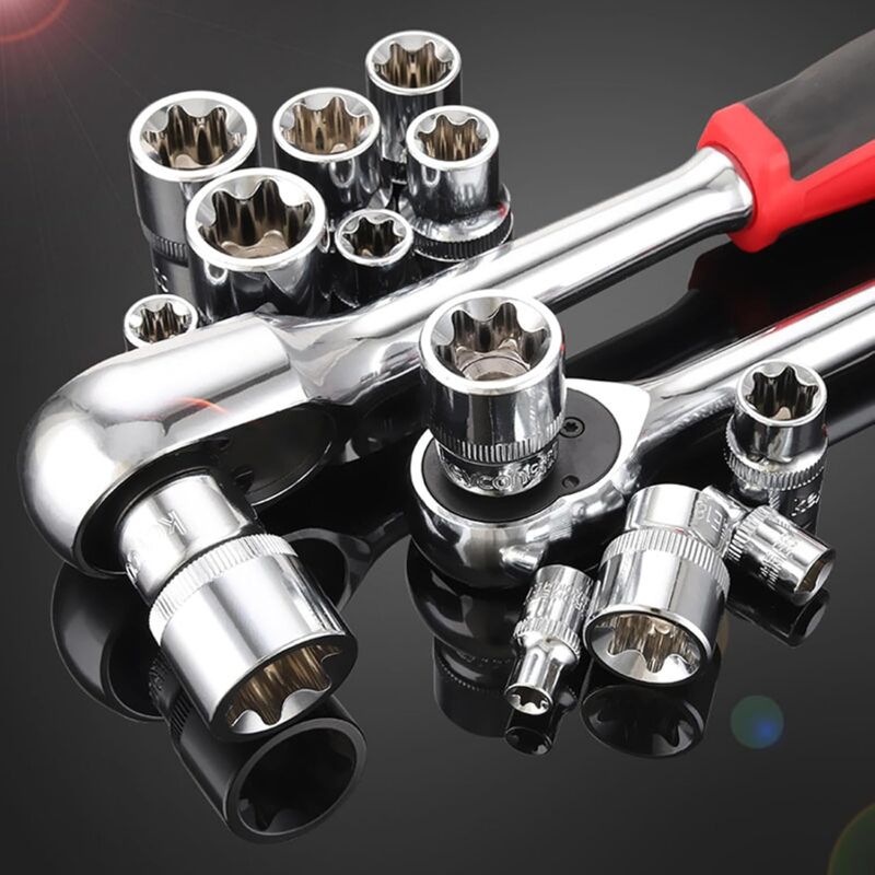 Coffret De 14 Douilles Torx Femelle - Profilés E - 1/4, 3/8, 1 - Acier Chrome Vanadium - DAKCOS