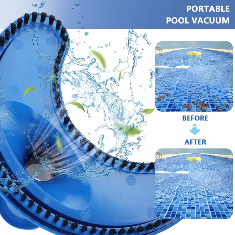 Joyhoop Aspirateur De Piscine Portable - Kit Entretien Complet Avec Manche Télescopique, Sac à Feuilles Et Écumoire