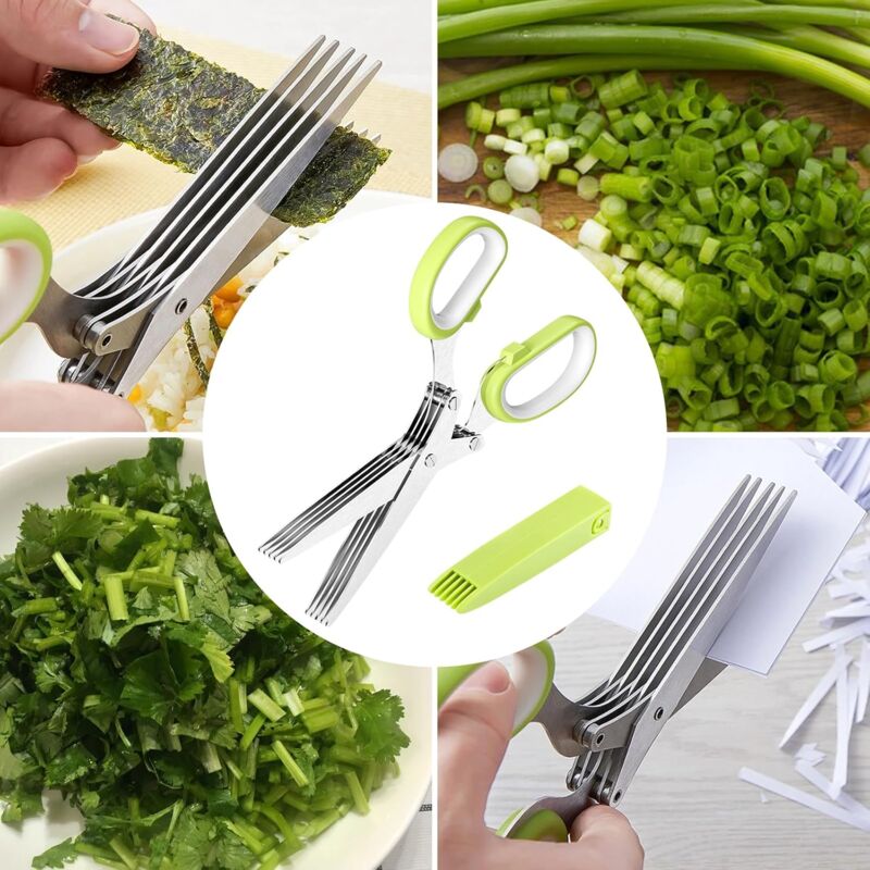 Ciseaux à Herbes De Cuisine à 5 Lames En Acier Inoxydable Avec