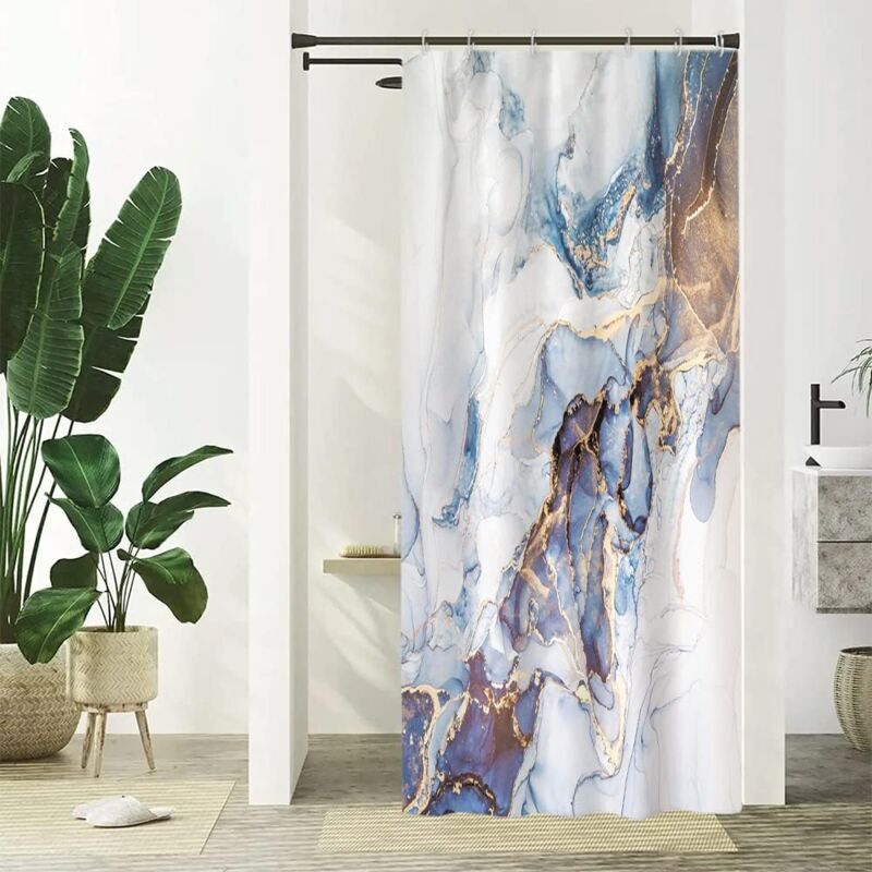 Rideau Douche Polyester Imperméable Rideau De Douche Marbré 180x180 Cm - Design Abstrait Bleu/rose/doré, Polyester Imperméable, Lavable Rideau Douche Polyester Imperméable Rideau De Douche Marbré 180x180 Cm - Design Abstrait Bleu/rose/doré, Polyester Imperméable, Lavable