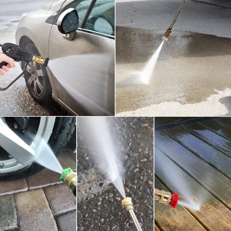 Pistolet nettoyeur haute pression 4000 PSI avec 5 buses de pulvérisation interchangeables, pistolet de lavage à jet avec connexion rapide 1/4" et coupleur M22 2