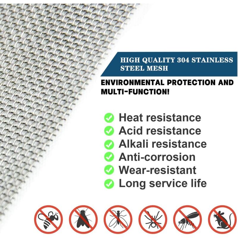Treillis Métallique JRYXDS Acier Inoxydable - Maille 20 - 3 Feuilles 30x21cm - Filtration Et Protection