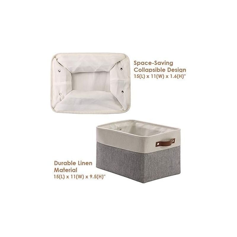 TheWarmHome Lot De 3 Bacs De Rangement Pour Organisation, Panier De Rangement Robuste, Paniers De Rangement Décoratifs Pliables Pour étagères, Placard, Jouets (doré Et Gris, Taille M, 35 X 24 X 17