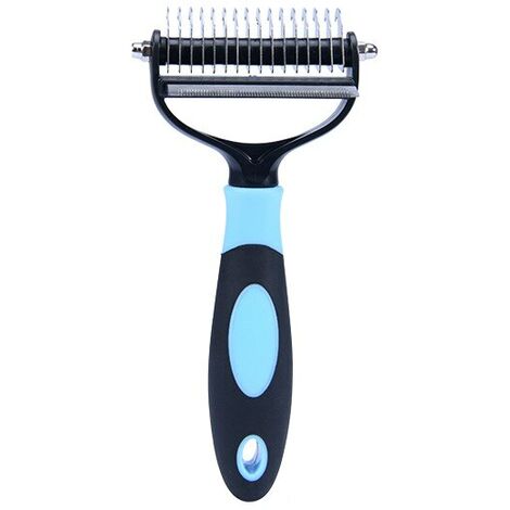 Brosse pour chien/chat, ABS/acier inoxydable, 18x9x3 cm, noir/bleu