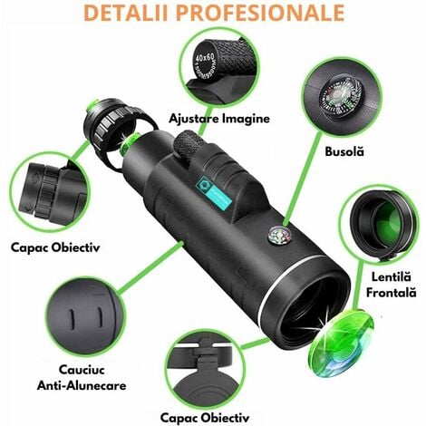Télescope monoculaire professionnel HD 40X60 haute définition avec support pour smartphone et trépied pour l'observation des oiseaux/camping/randonnée/paysage sauvage/chasse/faune/concerts