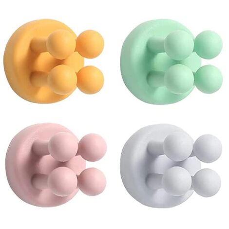 Lot de 4 supports adhésifs pour salle de bain, en silicone, imperméable, multicolore (1/5)