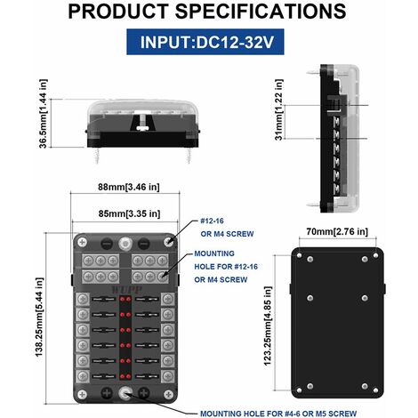VALICLUD Boîte à Fusibles Automobile à Boulonner 2 Voies, Kit Porte