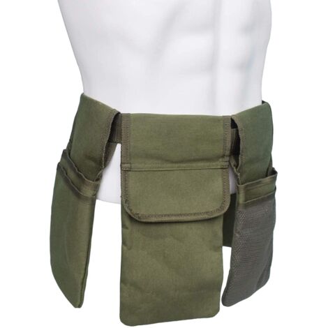 Sac Ceinture Outils Jardinage - 4 Poches Imperméables - Longueur Réglable 63-126cm - Vert