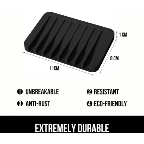 2 Pièces Porte-Savon en Silicone Noir avec Drainage Auto-Drainant pour Salle De Bain et Cuisine