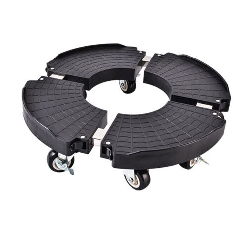 Fond de pot mobile, 8 roues, forte capacité portante, levage libre, antidérapant et absorption des chocs, matériau PP/acier inoxydable, noir (1/5)