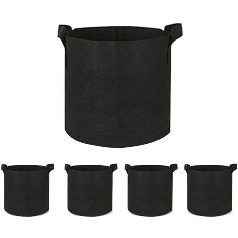 Sac de jardinage, portable, 30x25/35x30 cm, paquet de 5, noir (1/5)