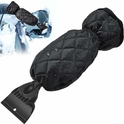 Grattoir de pare-brise de voiture avec gants-grattoir de déneigement (noir)