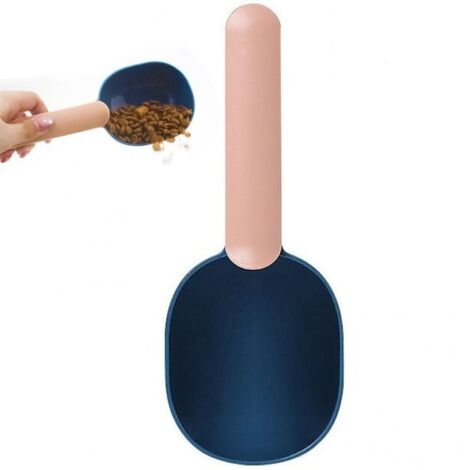 Tasse à mesurer 2 en 1 en plastique robuste pour grains d'animaux de compagnie, avec pince, pour sacs de nourriture pour chiens et chats (rose bleu) (1/5)