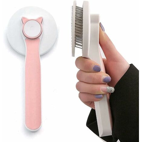 Brosse pour Chat & Chien - Brosses Autonettoyantes Anti Poils Morts pour Chiens & Chats - Accessoire pour Animaux à Poil Long ou Court - Ne Tire Pas Les Poils pour Un Toilettage Facile - Rose
