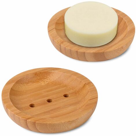 2 pièces porte-savon en bois de bambou naturel boîte à savon pour cuisine salle de bain éponge savon, éponge etc. (1/5)