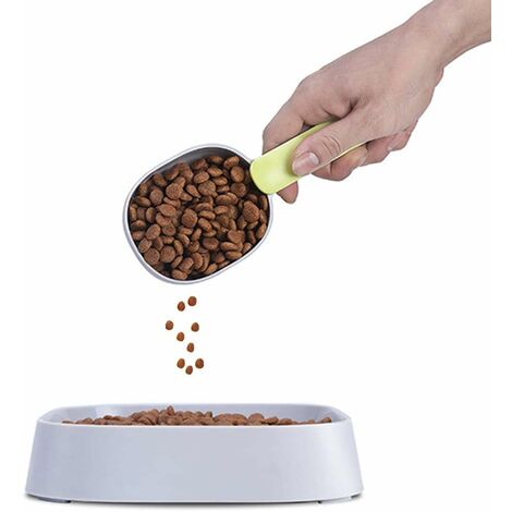 Cuillère à nourriture pour animaux domestiques durable avec poignée en plastique avec clip pour chien, chat et oiseau (1/5)