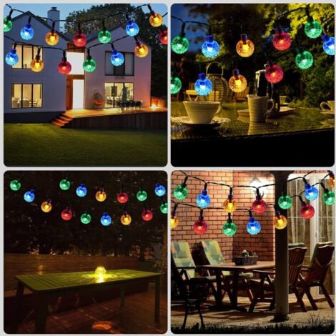 Guirlande Lumineuse Solaire Exterieur - 12M 100 LED Guirlande Solaire,8 Modes Guirlande Lumineuse Solaire pour Jardin,Noël,Fête (Multicolore)