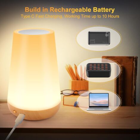 Lampe de Chevet, Veilleuse LED vec 13 Couleurs Changeantes, RGB Lampe Nuit Tactile avec Télécommande pour Cadeau pour Enfant/Adulte