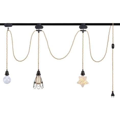 6.8M Câble électrique en lin 2 Conducteurs, avec E27 Douille et Interrupteur, pour DIY Lampe(sans ampoule)