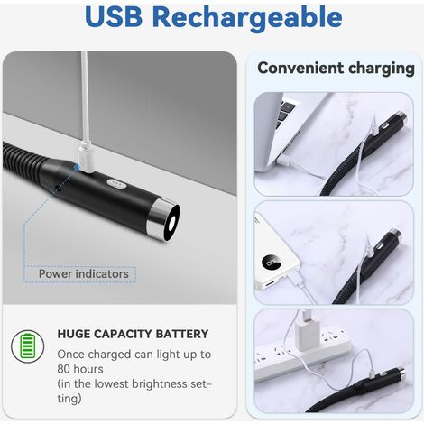 Lampe de Lecture de Cou-Lampe lecture Rechargeable3 Niveaux de Luminosité Réglables-Pliable à 360°- Liseuse LED USB pour Voyager-Tricoter-Camping