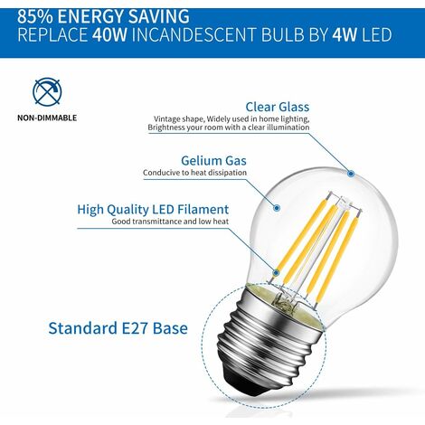 Lot de 3 ampoules LED E27 - 6W - Blanc chaud - 470 Lumen - 2700K