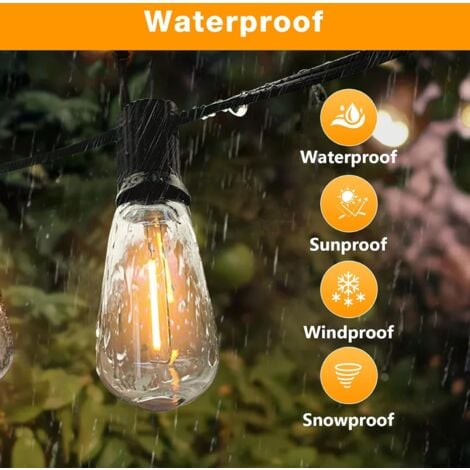 Guirlande Lumineuse Exterieure,30M Guirlande LED avec ST38 Ampoules,2200K Blanc Chaud, Imperméable Guirlande Exterieur Étanche pour Jardin,Fête,Terrasse
