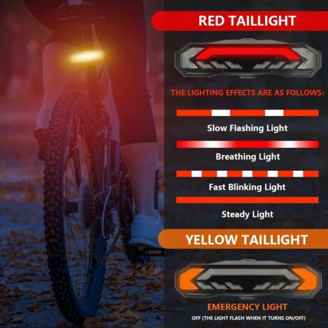 Clignotant de vélo Rechargeable USB feu arrière avec télécommande feu arrière étanche IPX4